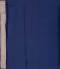 Dark Blue Handloom Satin Soft Silk Saree With Floral Motifs-SO4067