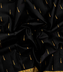 Black Handloom Kanchipuram Silk Saree With Muniya Buttas-KA15401