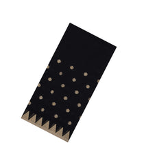 Black Handloom Bengal Cotton Saree With Floral Buttas-BG1708