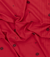 Crimson Handloom Bengal Cotton Saree With Floral Motifs-BG1836