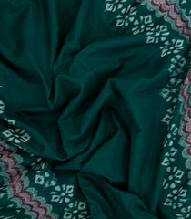 Bottle Green Handloom Orissa Cotton Saree With Ikat Motifs-OR0887