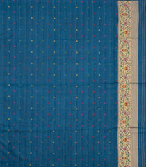 Navy Blue Woven Art Dupion Saree With Meena Floral Border-BL5979
