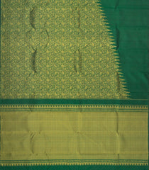 Green Handloom Kanchipuram Rising Border Silk Saree With Vanasingaram Motifs-KA16825