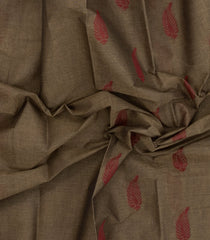 Dark Beige Woven Rasipuram Cotton Saree With Buttas-RA2647