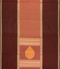 Peach Handloom Silk Cotton Saree With Checks-SC4279