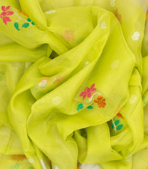 Neon Green Handloom Kota Silk Saree With Meena Floral Motifs-KO1046