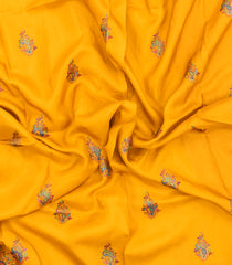 Yellow Printed Blended Viscose Saree With Position Printed Floral Motifs-BL5984