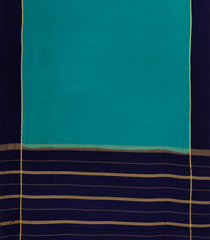 Cyan Woven Mysore Silk Saree With Contrast Navy Blue Border-MS3257