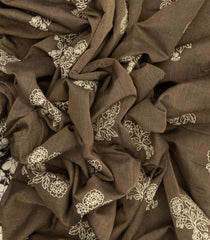 Dark Grey Woven Chirala Cotton Saree With Printed Floral Motifs & Selvage-CR1270