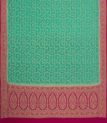 Aquamarine Handloom Banarasi Khaddi Georgette Silk Saree With Contrast Border-BE1822