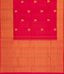 Red Handloom Kanchipuram Silk Saree With Floral Buttas-KA13988