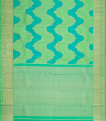 Aquamarine & Cyan Handloom Kanchipuram Silk Saree With Floral Motifs-KA15086