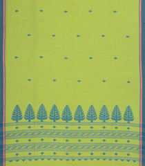 Light Green Handloom Bengal Cotton Saree With Floral Buttas-BG1594