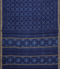 Indigo Printed Chanderi Cotton Saree With Abstract Motifs-CC1779