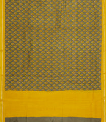 Grey Printed Tussar Silk Saree With Floral Motifs-TU3626