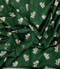 Green Woven Dupion Silk Saree With Floral Buttas-DS0569