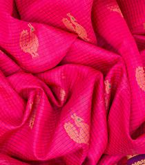 Hot Pink Handloom Chirala Soft Silk Saree With Checks-Hot Pink