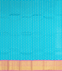 Turquoise Handloom Korvai Silk Pavadai & Dusty Pink Dhavani-PM2089