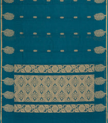 Teal Woven Rasipuram Cotton Saree With Kamalam Buttas-RA2570