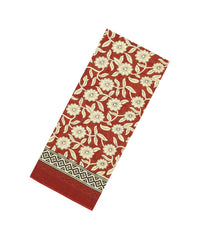 Red Printed Jaipur Cotton Saree With Printed Floral Motifs-JC1918