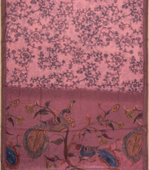 Dusty Pink Printed Art Chanderi Cotton Saree With Zari Border-SY0473