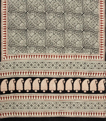 Black Printed Jaipur Cotton Saree With Printed Floral Vine Motifs-JC1933
