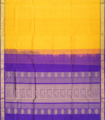 Yellow Handloom Silk Cotton Saree With Stripes & Contrast Border-SC3705