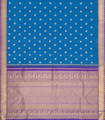 Blue Handloom Kanchipuram Silk Saree With Buttas & Contrast Border-KA15693