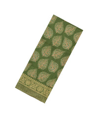 Leafy Green Printed Synthetics Dola Silk Saree With Floral Motifs-BL5200