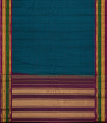 Teal Handloom Gadwal Silk Cotton Saree With Stripes-GA0423