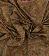 Oil Mustard Printed Chanderi Cotton Saree With Zari Border-BL5479