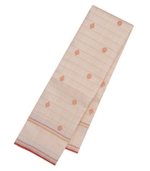 Off White Handloom Kanchipuram Silk Saree With Checks & Buttas-KA15225