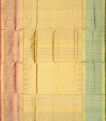 Beige Handloom Silk Cotton Saree With Checks & Ganga Jamuna Border-SC3687