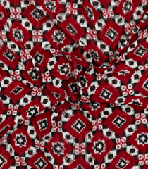 Crimson Handwoven Orissa Cotton Saree With Tie & Dye Motifs-OR0895