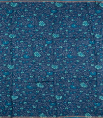 Blue Printed Tussar Silk Saree With Floral Motifs In Border-TU3678