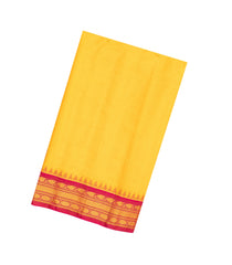 Yellow Handloom Gadwal Silk Cotton Saree With Checks & Buttas-GA0179