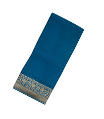Royal Blue Handwoven Banarasi Khadi Georgette Silk Saree With Floral Motifs-BE1724