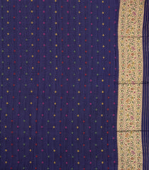 Dark Blue Woven Art Dupion Saree With Meena Floral Border-BL5921
