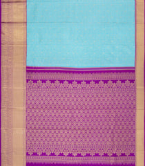 Turquoise Woven Tissue Silk Saree With Floral Zari Motifs & Contrast Border-KA15559