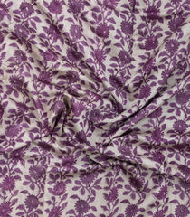 Purple Printed Chanderi Cotton Saree With Zari Border-CC1561