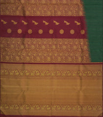 Maroon Handloom Korvai Kanchipuram Rising Border Silk Saree With Zari Buttas-KA16715