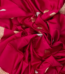 Dark Peach Handloom Banarasi Silk Saree With Floral Buttas & Contrast Blouse-BE1719