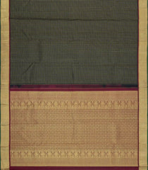 Bottle Green Handloom Kanchipuram Silk Saree With zari Checks-KA15097