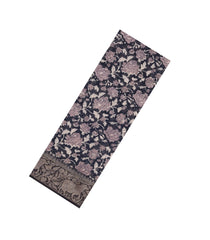 Black Printed Chanderi Cotton Saree With Zari Border-CC1565