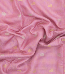 Baby Pink Woven Blended Viscose With Zari Checks & Buttas-BL5552
