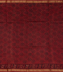 Black Printed Chanderi Cotton Saree With Zari Border-CC1530