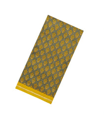 Grey Printed Tussar Silk Saree With Floral Motifs-TU3626