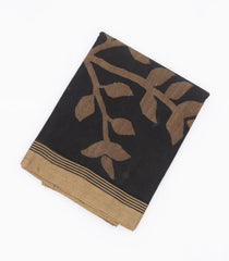 Black Handloom Dhakai Cotton Saree With Floral Buttas