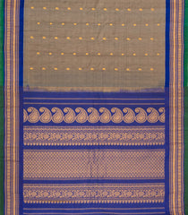 Grey Handloom Gadwal Silk Cotton Saree With Buttas-GA0415