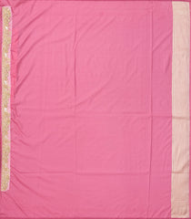 Baby Pink Woven Silk Saree With Meena Floral Motifs & Hand Embroidered Selvage-EN1701